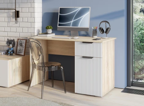 Компьютерный стол Woodville Стокгольм СТП03-1200 120х57х75 дуб сонома / line софт пломбир