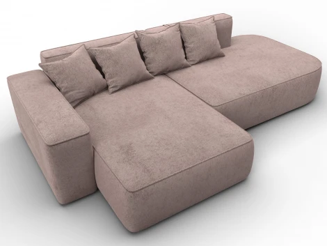 Диван угловой Лига-065 угол левый (ДСП/Пластик/Велюр/Бежевый) Лига Диванов 129807L