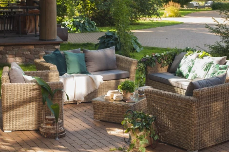 Лаунж-зона из искусственного ротанга, цвет соломенный 4SIS Капучино Дабл KDS3S2CT-5-SET