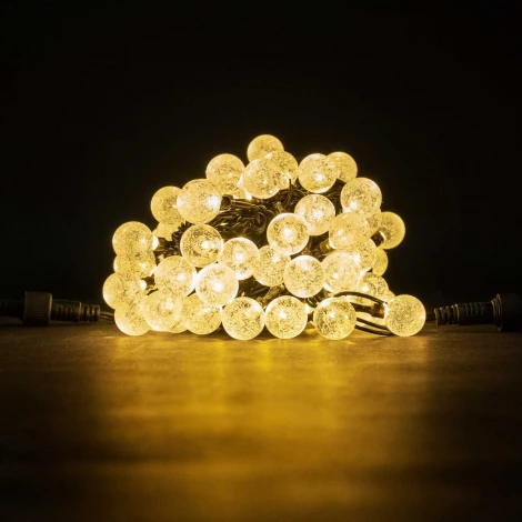 Гирлянда «Шарики» 10м Тепло-Белая 9В, Диаметр Шарика 23мм, 100 LED, Провод Черный ПВХ, IP54 Laitcom Нити (на ёлку) PCS-100B-WW