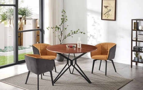 Стол DT-62 орех/черный (d120)