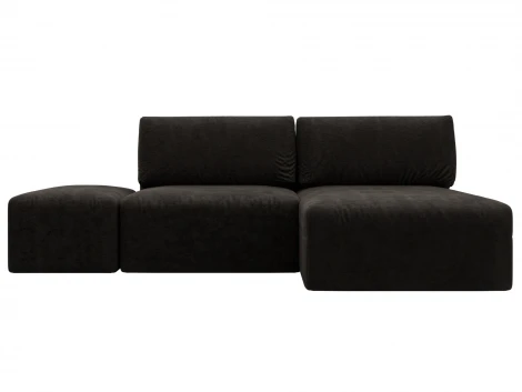 Диван угловой модульный с пуфом Лига-060 НПБ угол универсальный (ЛДСП,Брус,Фанера/Пластик/Велюр/Коричневый) Лига Диванов 129697