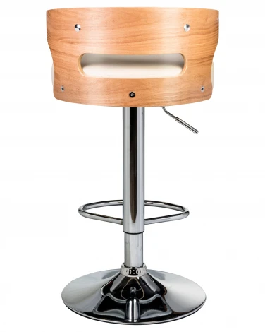 Стул барный DOBRIN FRED (натуральное дерево, кремовый) 1018-LMZ FRED, цвет сиденья кремовый, каркаса натуральное основания хром