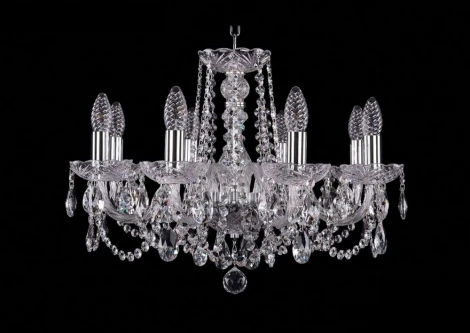 Подвесная люстра Bohemia 1402 1402/8/195/Ni (220V, хрусталь, на цепи, подсвечник, свеча)