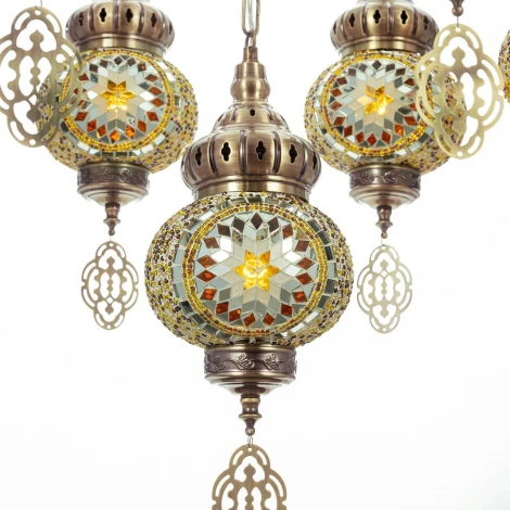 Подвесная люстра с подвесками Citilux Каир CL419185 Мозаика янтарь