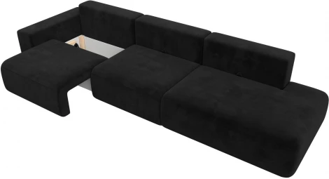 Диван прямой Лига-036 НПБ Модерн Лонг подлокотник слева (Черный/Велюр) Лига Диванов арт.121363L