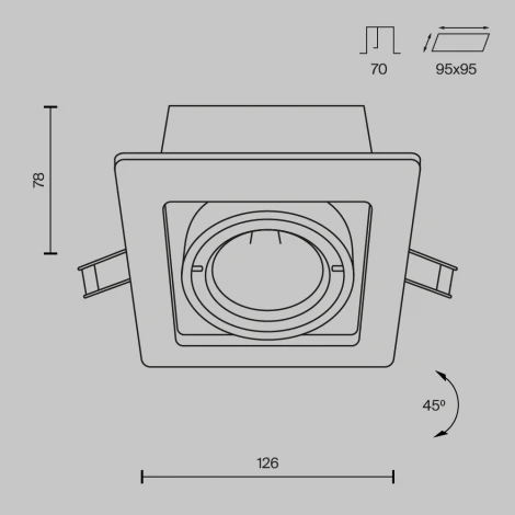 Встраиваемый светильник Metal Modern GU10 1x50Вт Maytoni Technical DL008-2-01-B (220V)