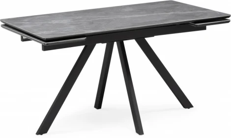 Керамический стол Notta Вилли 140(200)х80 серый мрамор larka grey / черный арт.612898