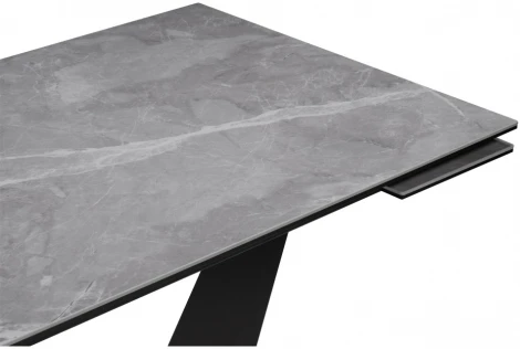 Керамический стол Woodville Кели 140(200)х80х76 серый мрамор / черный 532395