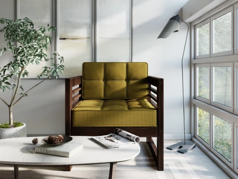 Кресло Arsko Сега орех рогожка горчичная