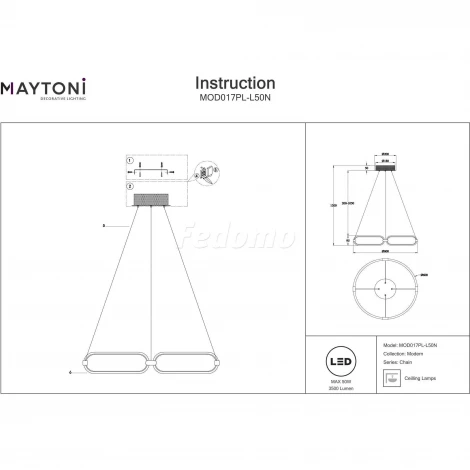 Подвесной светильник Maytoni Chain MOD017PL-L50N (LED, 220V, на тросе)