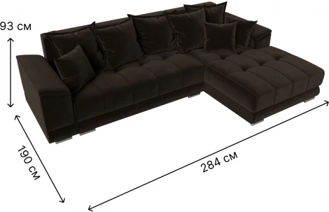 Диван угловой НордСтар правый угол (Коричневый/Микровельвет) Лига Диванов арт.121115