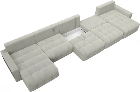 Диван п-образный с полками Лига-053 НПБ МегаЛонг Лига Диванов (Велюр) арт.129014