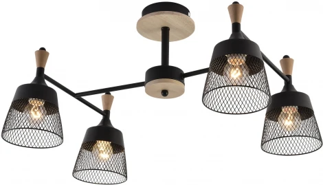 Потолочная люстра на штанге Reluce 01492-0.3-04 BK+WOOD (220V)