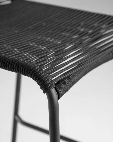 Барный стул La Forma (ex Julia Grup) Lambton (Черный/ Сталь,Металл,Веревка)