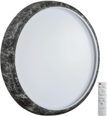 Настенно-потолочный светильник Sonex Mramo Black 7639/EL COLOR SN пластик/черн. мрамор LED 70Вт 3000-6000K D510 IP43 пульт ДУ (220V, круглые)
