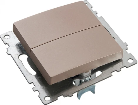 Выключатель двухклавишный (шампань) Stekker Катрин 39592