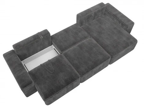 Диван угловой Лига-074 угол универсальный (ДСП/Пластик/Велюр/Серый) Лига Диванов 129869