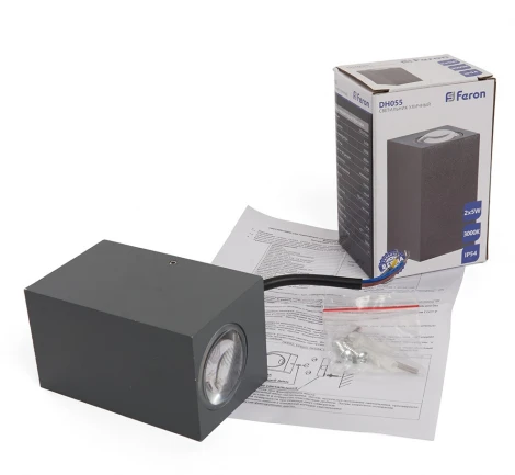 Архитектурная подсветка Feron Корфу 48489 DH055, 2*5W, 800Lm, 3000K, серый Бостон (LED, 220V, IP54)