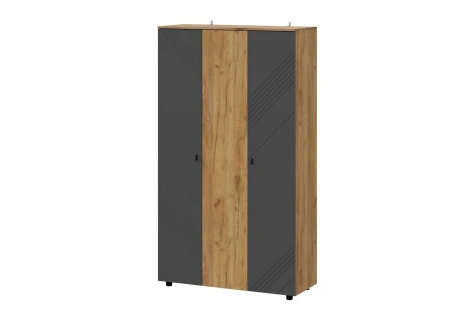 Шкаф трехстворчатый Арника Байкал, Дуб Золотой, Графит