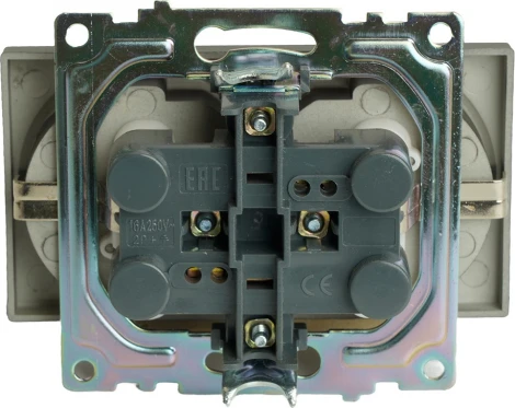 Розетка двойная с заземлением и шторками (графит) Stekker Катрин 49425