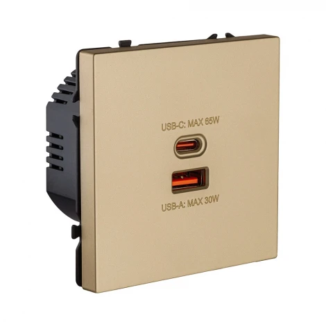 Розетка USB A+C 65W золотой Kollinger Eclipse EC-024GD