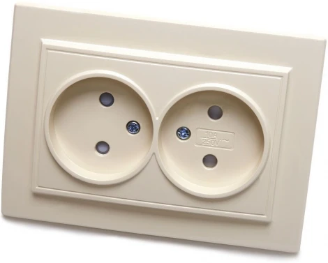 Розетка двойная без заземления со шторками (слоновая кость) Stekker Эрна 39239