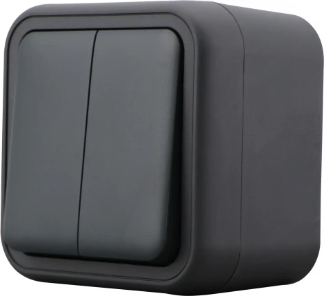Переключатель 2-клавишный накладной, цвет антрацит IP55 Donel W55 DIP20828