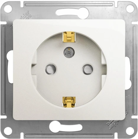 Розетка встраиваемая с заземлением и шторками (перламутровый) Systeme Electric Glossa GSL000645