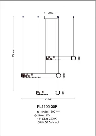 Подвесная люстра Fluorite Elegance FL1106-30P (LED, 220V, на тросе, кольцо)