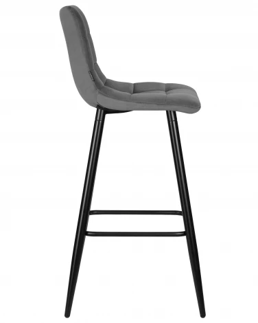 Набор 2 шт стул барный DOBRIN NICOLE (черные матовые ножки, темно-серый велюр (108-91))