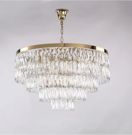 Подвесная люстра ярусная Newport 10120 10129+9/C gold (220V, хрусталь, на цепи, круглые)