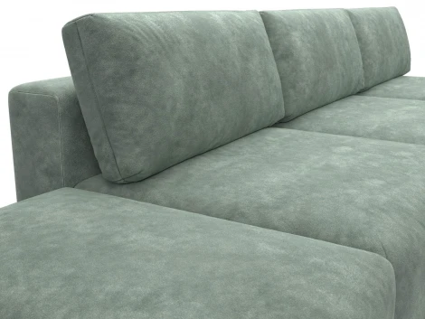 Диван прямой модульный с пуфом Лига-060 НПБ Лонг (ЛДСП,Брус,Фанера/Пластик/Велюр/Зеленый) Лига Диванов 129490