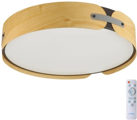 Потолочный светильник круглый Sonex Coraggio 7721/65L металл/пластик/белый/черный/дерево LED 65Вт 3000-6000K D450 IP20 пульт ДУ (220V, круглые)