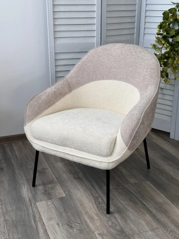 Кресло SION 3018-01 белый / 3018-10 бежевый, шенилл / черный каркас, ®DISAUR