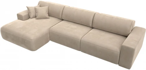 Диван угловой Лига-036 НПБ Классик Лонг левый угол (Бежевый/Велюр) Лига Диванов арт.121390L