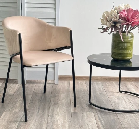 Стул M-City ДИЛЛ, цвет H-06 Бежевый, велюр / черный каркас