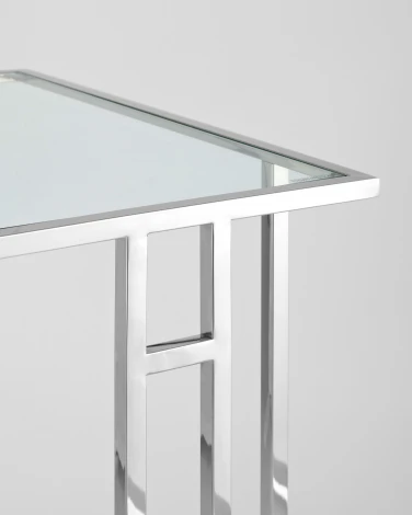 Журнальный столик Stool Group 50*32 БОСТОН прозрачное стекло сталь серебро УТ000001972
