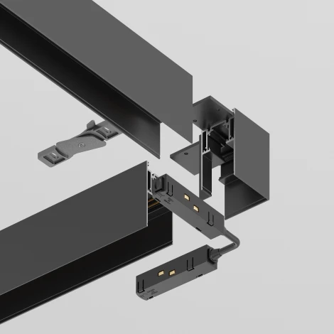 Угловой коннектор S35 накладной черный (магнитный) Maytoni Technical TRA004CL-21B (48V)