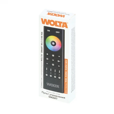 Пульт Wolta SMART WRC-07/BK для лент RGB, RGBW, RGBW+MIX, 4 зоны IP20 2,4ГГц черный