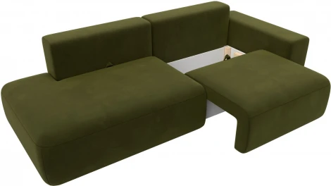 Диван прямой Лига-036 НПБ Модерн подлокотник справа (Зеленый/Микровельвет) Лига Диванов арт.121334