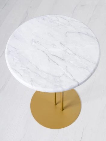 Стол приставной МеталлАрт М015 белый мрамор/золото Mebelik 009778