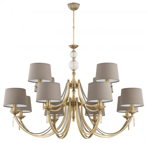 Потолочная люстра ярусная на штанге Kutek Zaffiro ZAF-ZW-8+4(P/A) (220V, хрусталь Swarovski)