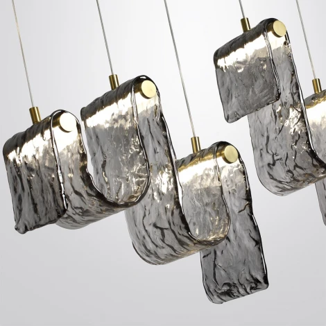 Подвесной светильник светодиодный Odeon Light Flow 5106/52L золотой брашинг/дымчатый металл/стекло LED x 52W 4000K (220V, на проводе)