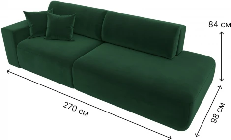 Диван прямой Лига-036 НПБ Модерн подлокотник слева (Зеленый/Велюр) Лига Диванов арт.121342L