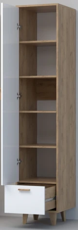 Шкаф Woodville Эго П-1 на ножках дуб крафт золотой / белый глянец 458372
