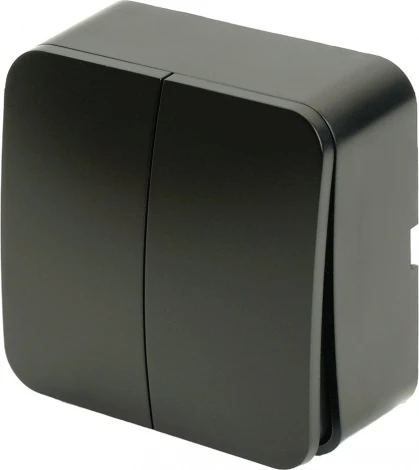 Выключатель двухклавишный (черный матовый) Stekker София 49475