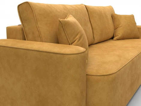 Диван прямой Лига-118 НПБ (ДСП,ЛДСП,Брус,Фанера,Велюр/Желтый) Лига Диванов 137067