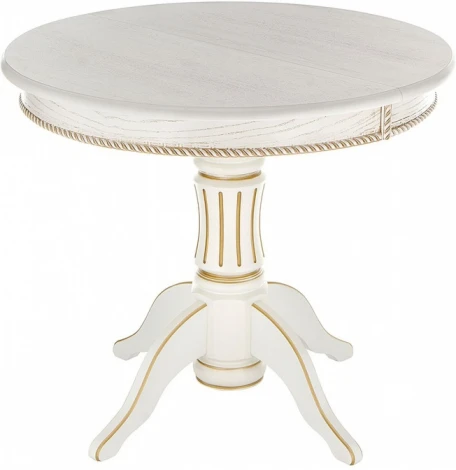 Стол деревянный Woodville Павия молочный / золото патина арт.615193