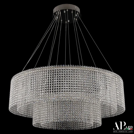 Подвесная люстра светодиодная APL LED Sicilia SH02.93.2D.A.Ni.4000 (220V, хрусталь, на тросе)